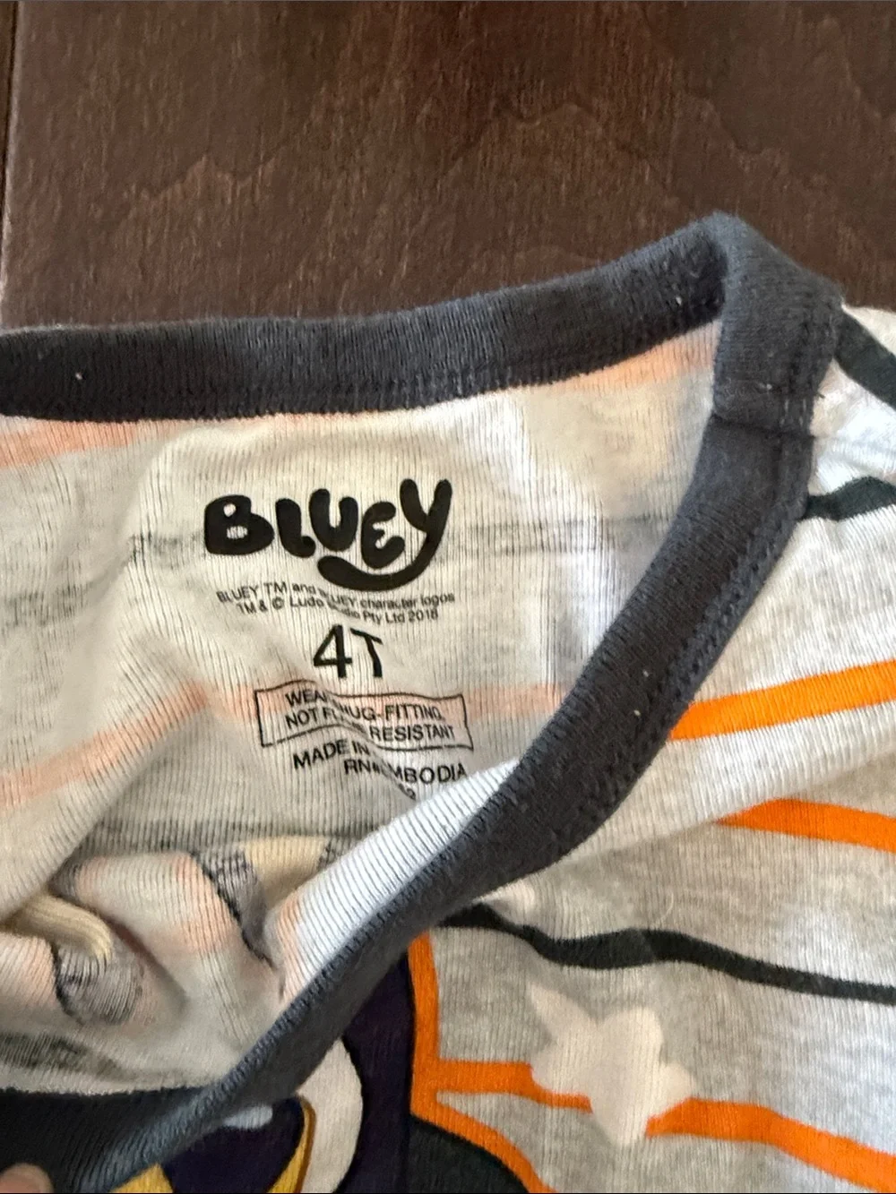 Bluey Gender Neutral Halloween Stripe Pajama Set - Gray & Orange